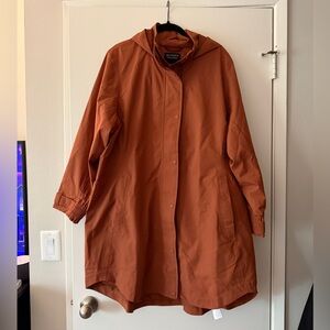 Rust Orange Hooded Women's Rain Jacket